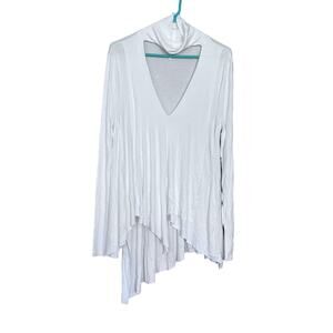 Free People Uptown Turtle Neck Shirt‎ Size XS White Cream Flowy Choker Neck